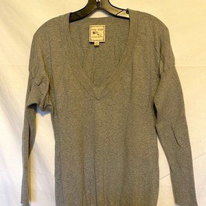 Pink Rose Premium Quality  Gray Cotton/Rayon Knit V-Neck Long Sleeve Sweater ~ M